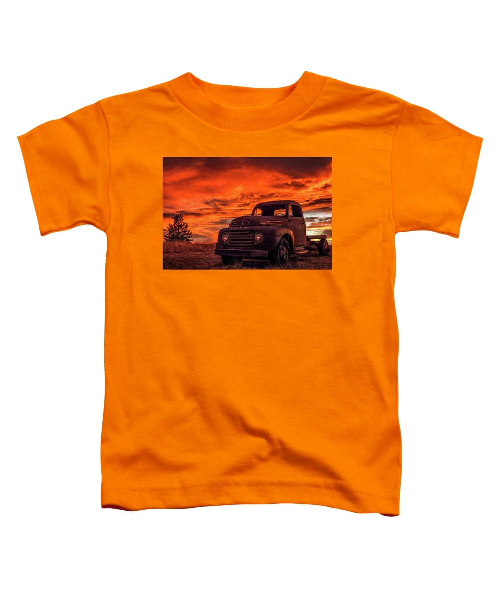 1948 Toddler T-Shirt featuring the photograph Rusty Truck Sunset by Dawn Key
