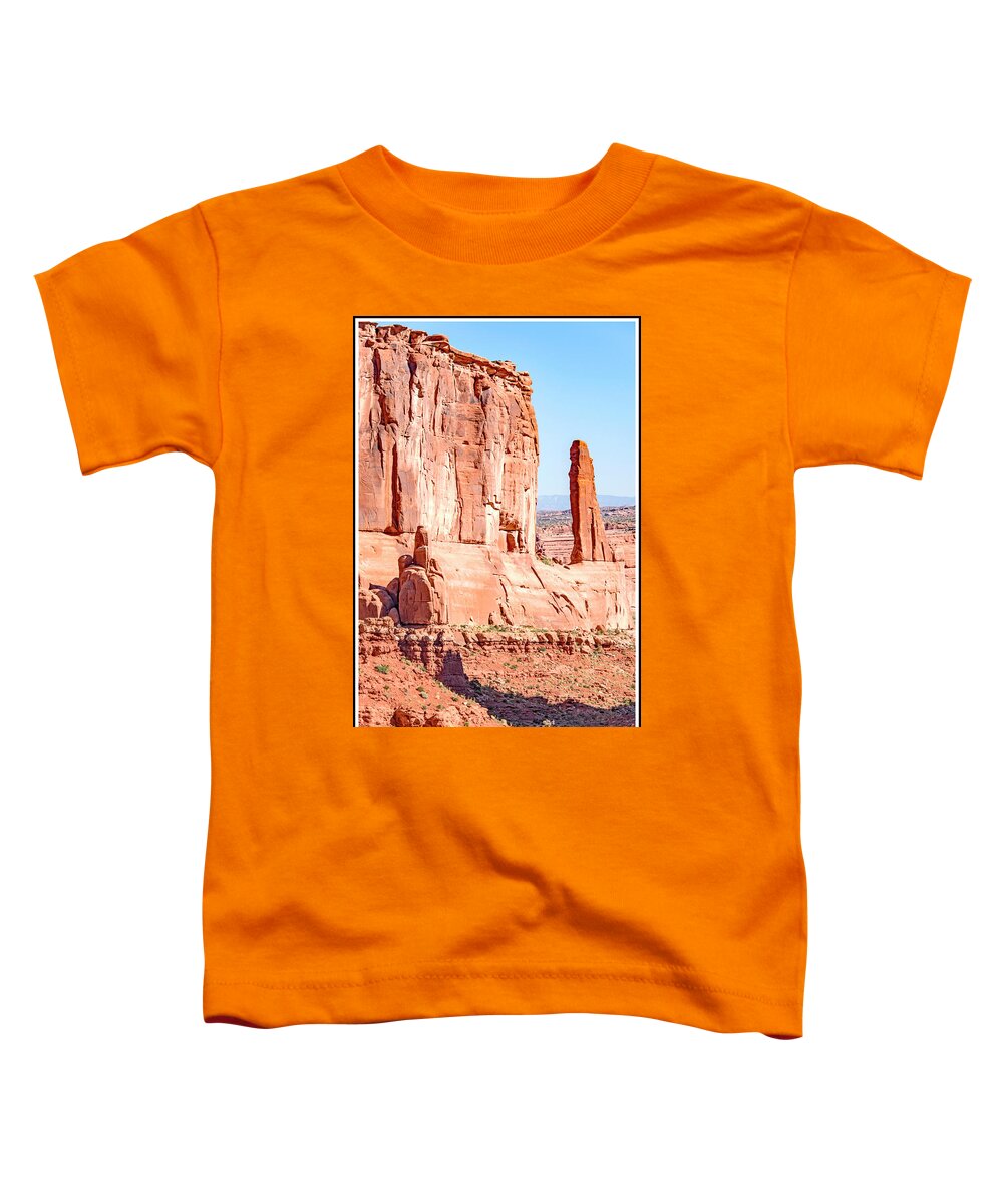 Moab Toddler T-Shirt featuring the photograph Sandstone Butte and Canyon Floor, Arches National Park, Moab, Ut by A Macarthur Gurmankin