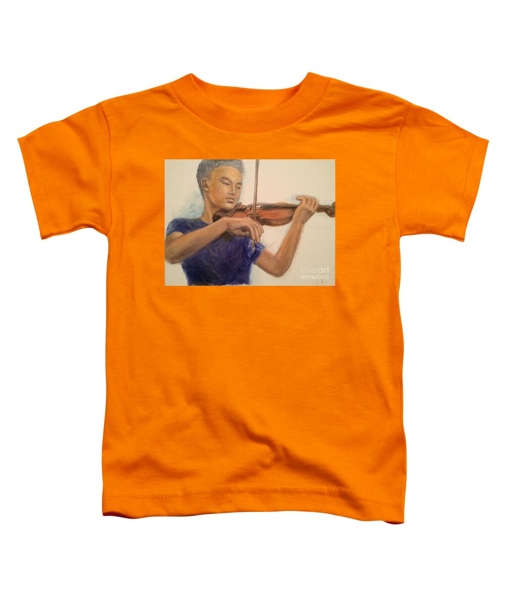 Violinist Toddler T-Shirt featuring the painting Violinist 1 by Lavender Liu