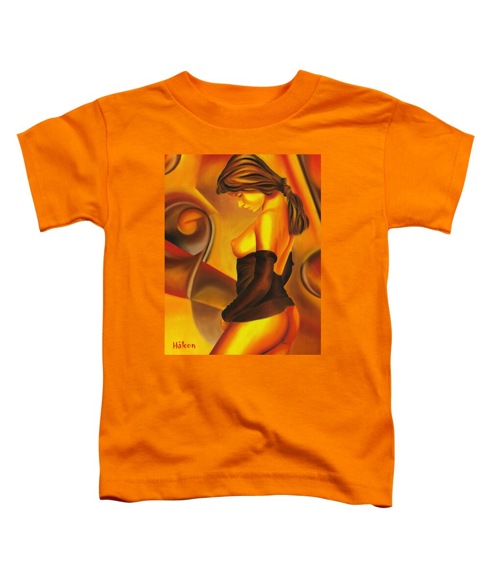 Nude Toddler T-Shirt featuring the painting Silent Contemplation by Hakon Soreide