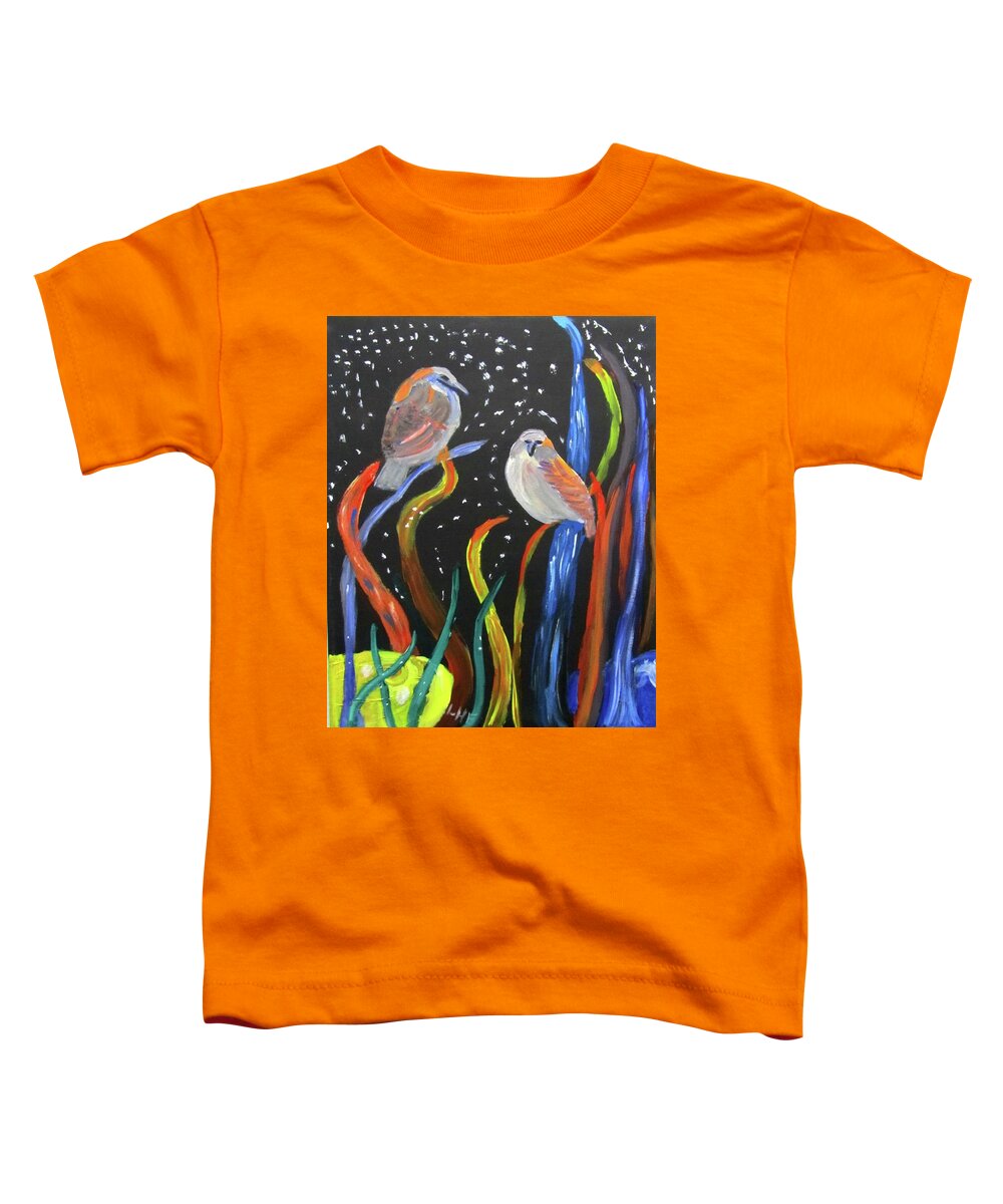Sparrows Toddler T-Shirt featuring the painting Sparrows inspired by Chihuly by Linda Feinberg