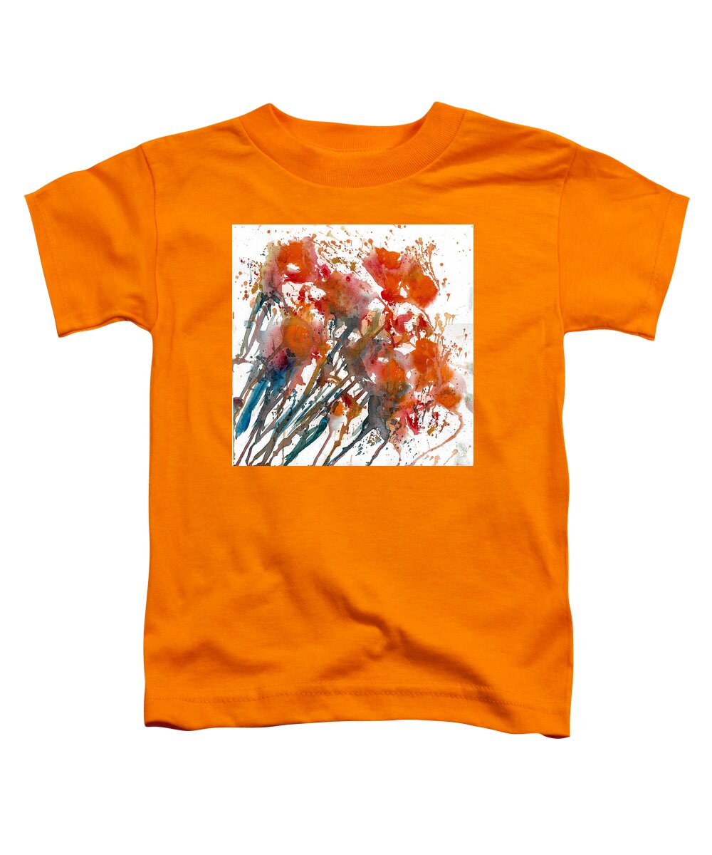 #creativemother Toddler T-Shirt featuring the painting Splatter Blooms by Francelle Theriot