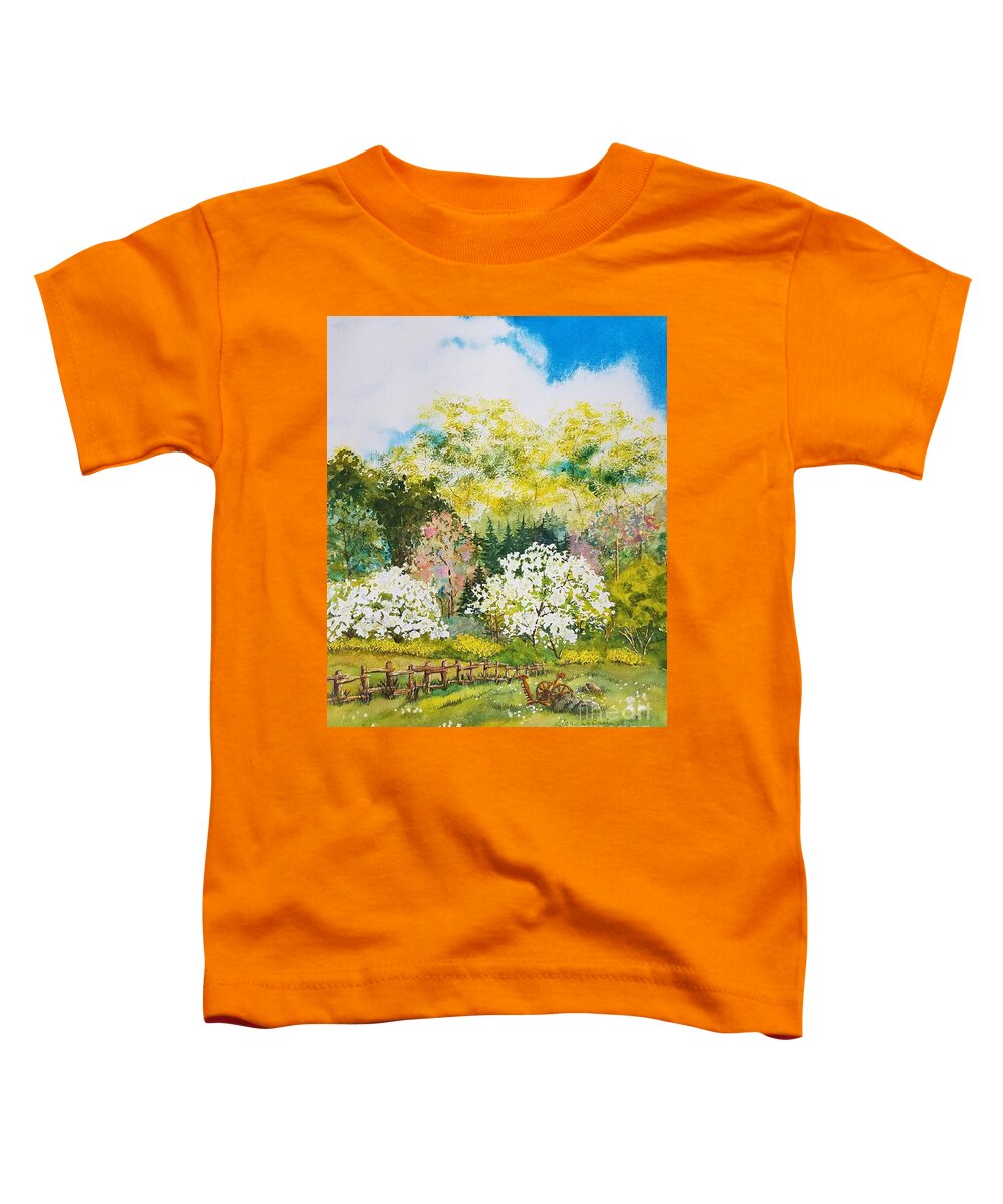 Spring Watercolor Painting Toddler T-Shirt featuring the painting Spring Fantasy by Lisa Debaets