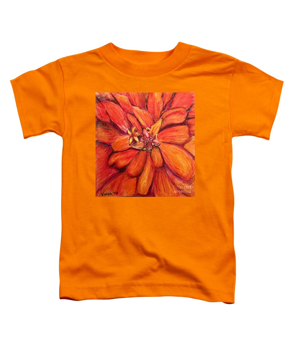 Macro Toddler T-Shirt featuring the drawing Star Flower by Vonda Lawson-Rosa