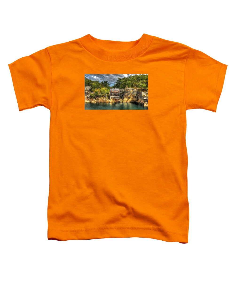 Quarry Toddler T-Shirt featuring the photograph Storm Clouds Cross The Quarry At High Noon by Liz Mackney