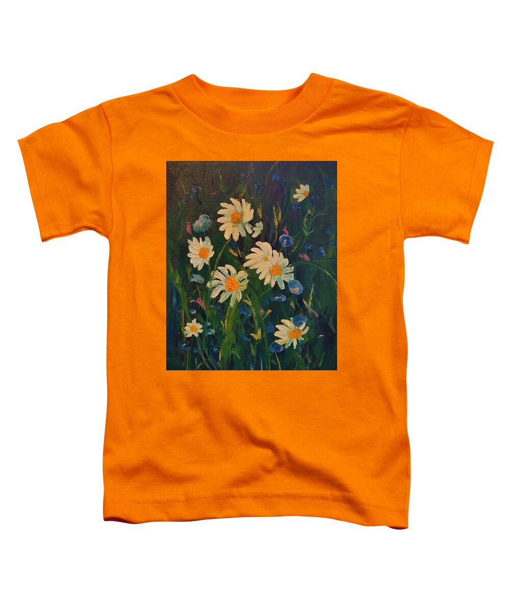 Summer Daisies Toddler T-Shirt featuring the painting Summer Daisies     36 37   by Cheryl Nancy Ann Gordon