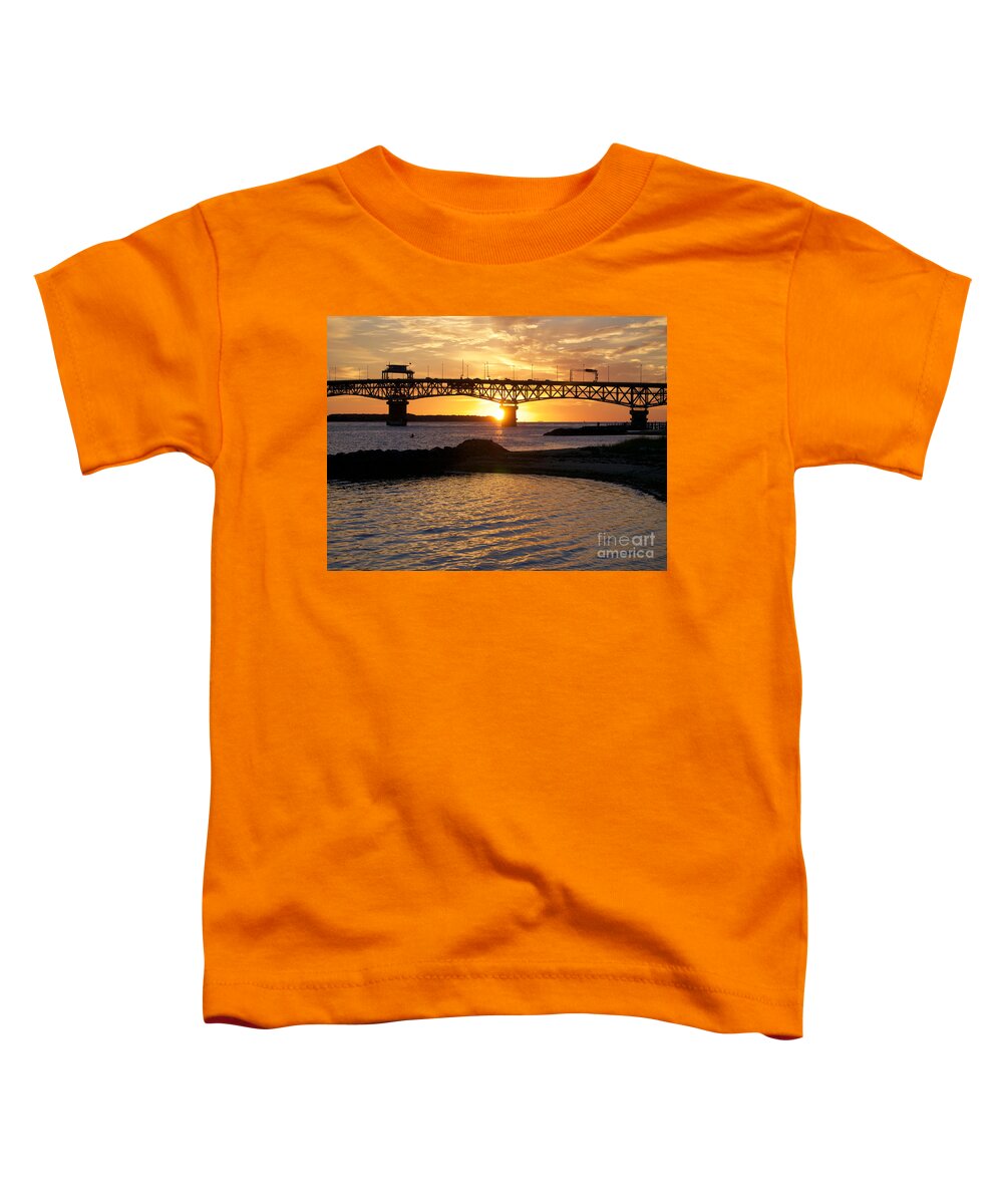 Bridge Toddler T-Shirt featuring the photograph Sunrise Under Coleman Bridge by Lara Morrison