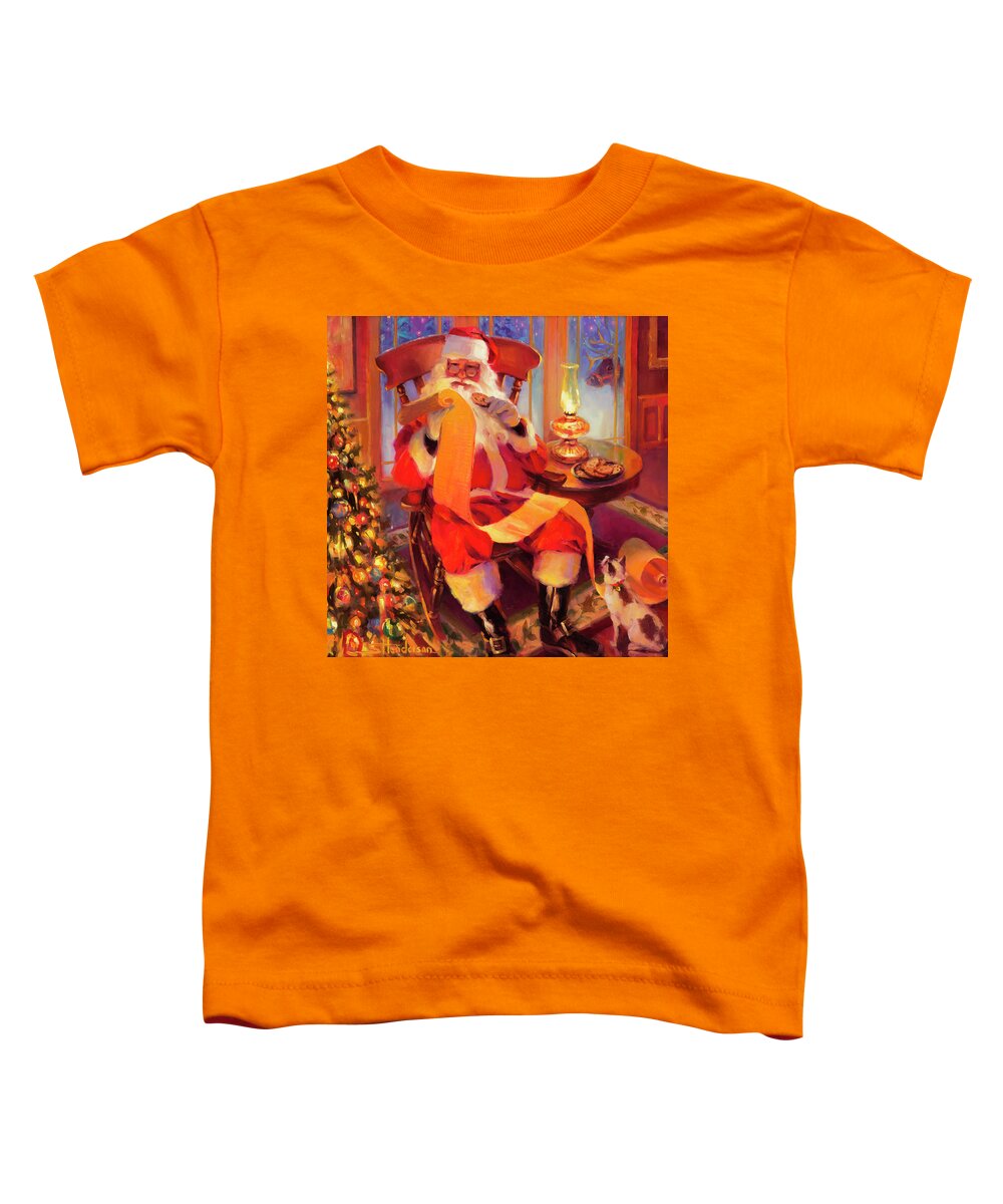 Santa Toddler T-Shirt featuring the painting The Christmas List by Steve Henderson