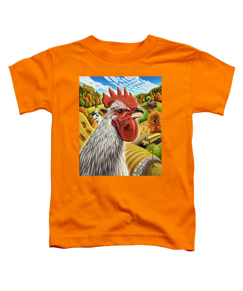 Morning Toddler T-Shirt featuring the digital art The Morning Rooster by Garth Glazier