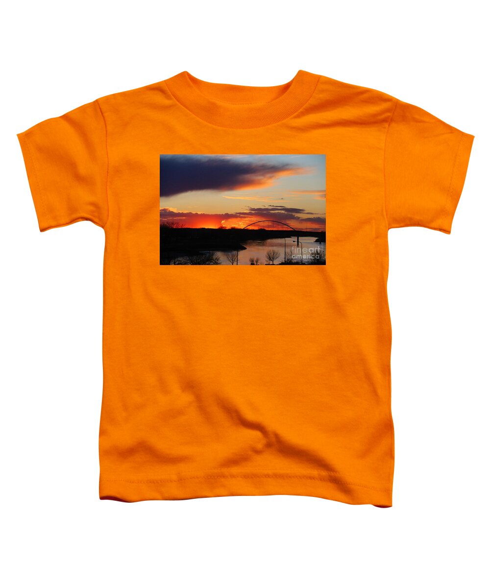 Sunset Toddler T-Shirt featuring the photograph The other side of the Bridge by Yumi Johnson