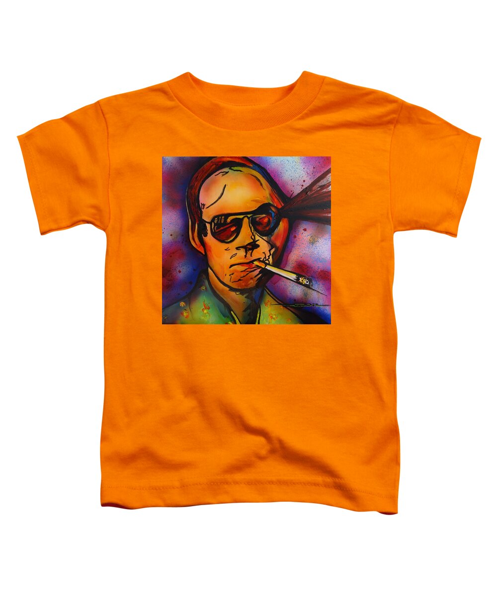 Gonzo Journalism Toddler T-Shirt featuring the painting The psycho-delic Suicide of the Tambourine Man by Eric Dee