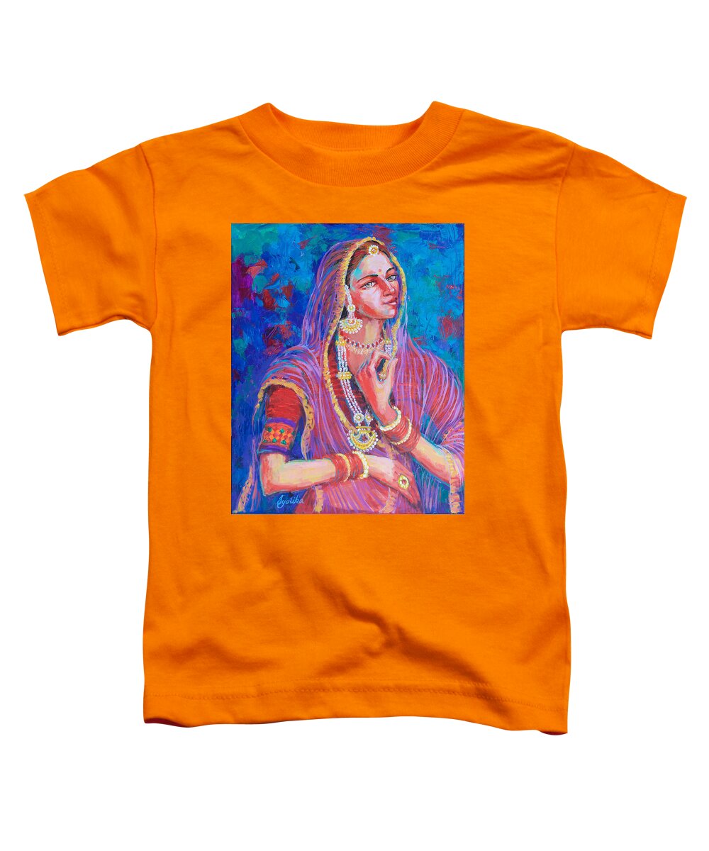 Royal Toddler T-Shirt featuring the painting The Royal Beauty of Rajasthan by Jyotika Shroff