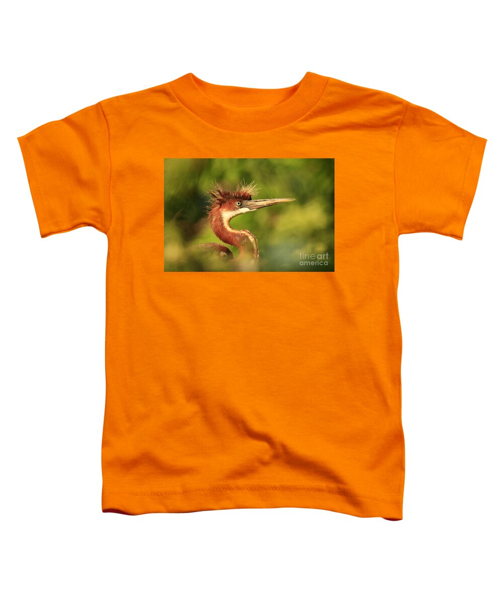 Green Toddler T-Shirt featuring the photograph Tri-Colored Heron Youth by John F Tsumas
