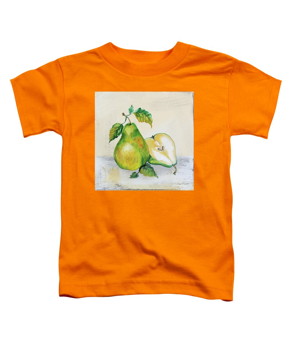 Pears Toddler T-Shirt featuring the painting Tutti Fruiti Pears 2 by Jean Plout