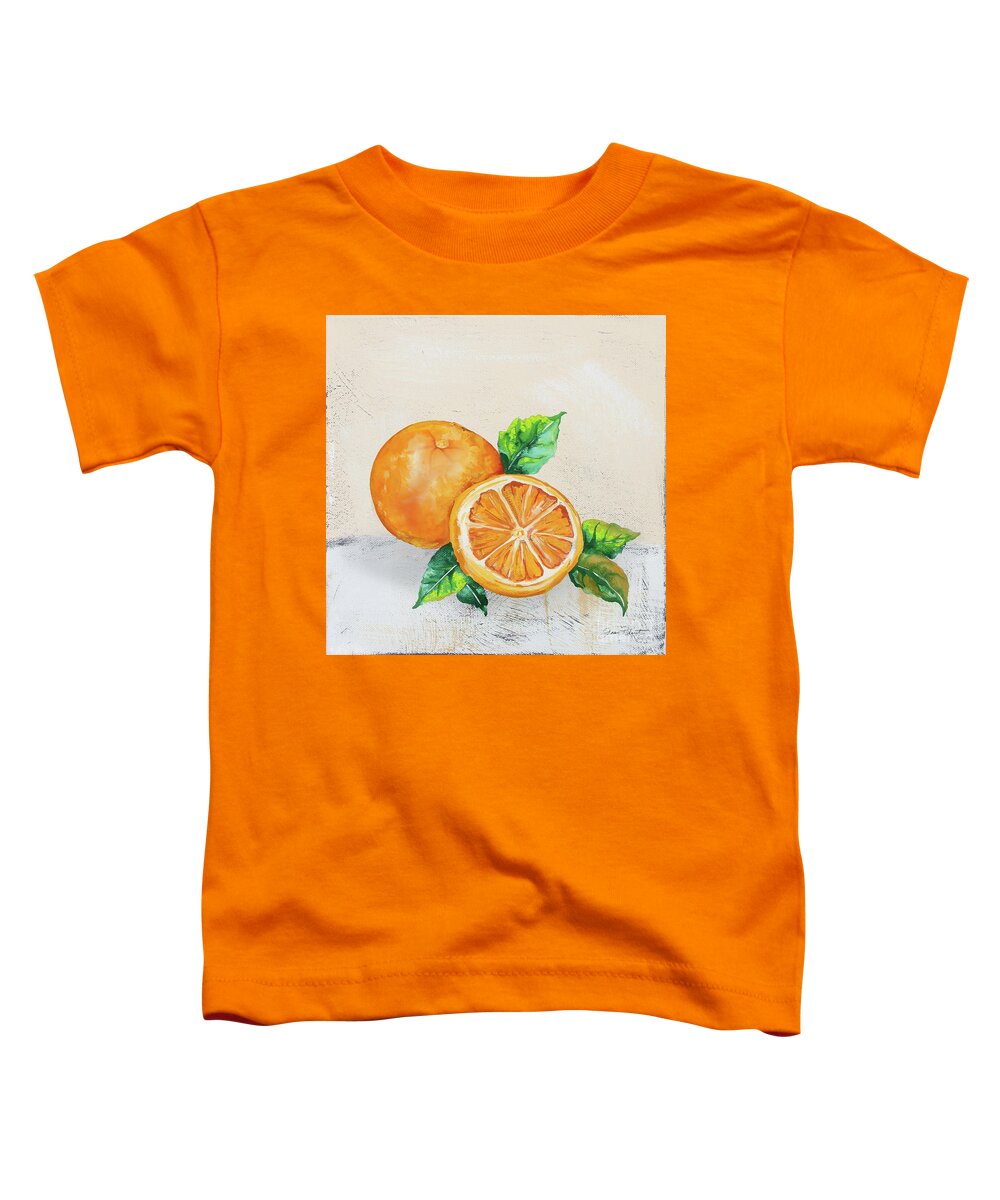 Orange Toddler T-Shirt featuring the painting Tutti Fruiti Oranges 2 by Jean Plout