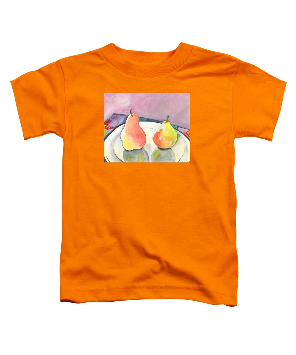 Pear Toddler T-Shirt featuring the painting Two Pears by Helena Tiainen