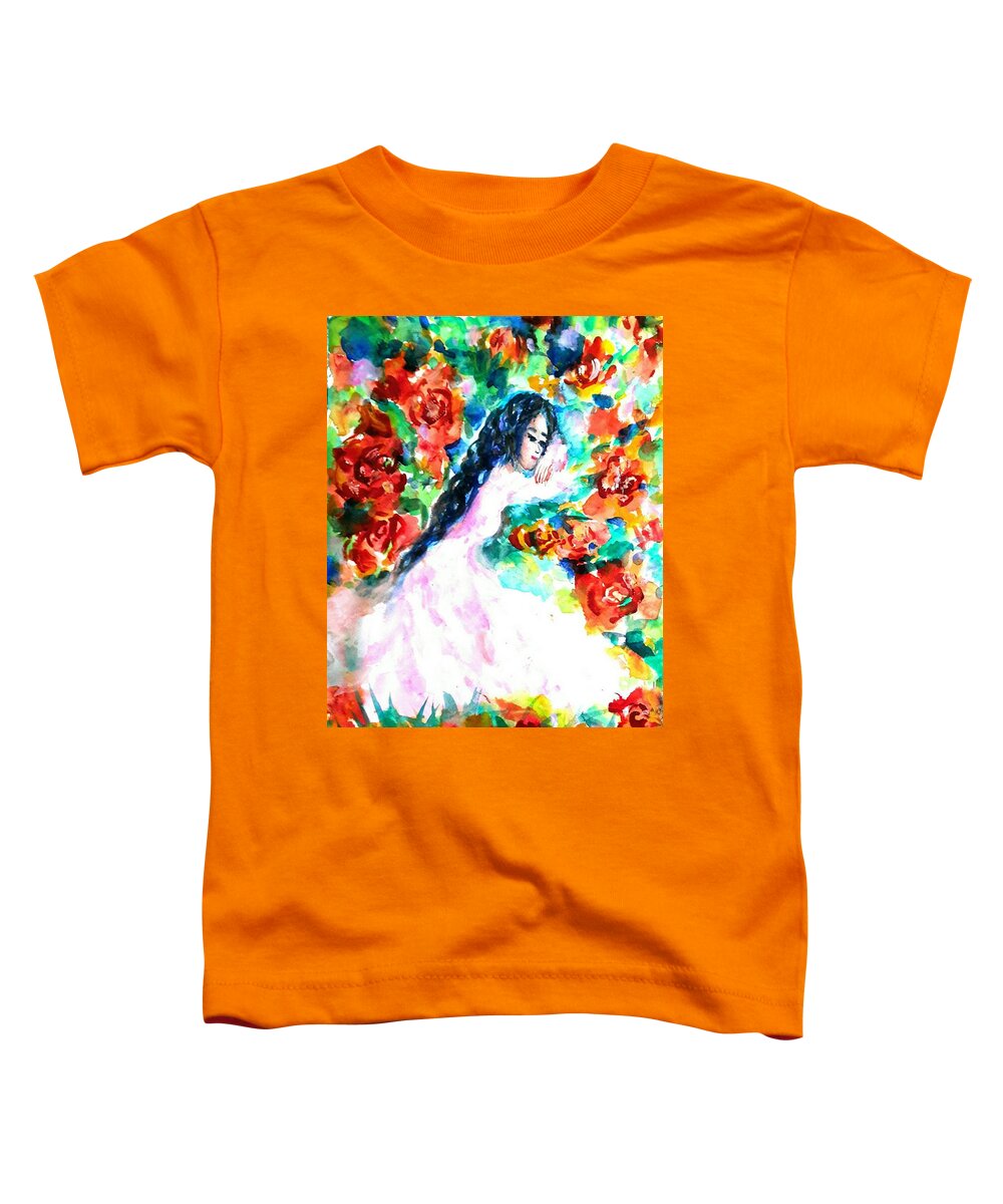  Toddler T-Shirt featuring the painting Waiting true love by Wanvisa Klawklean