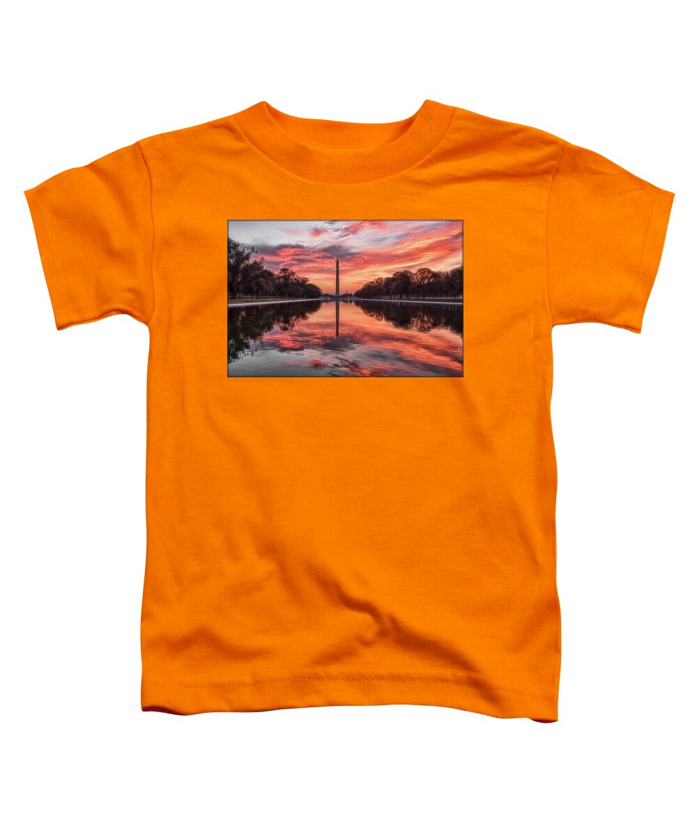 Washington Dc Toddler T-Shirt featuring the photograph Washington Monument Sunrise by Erika Fawcett