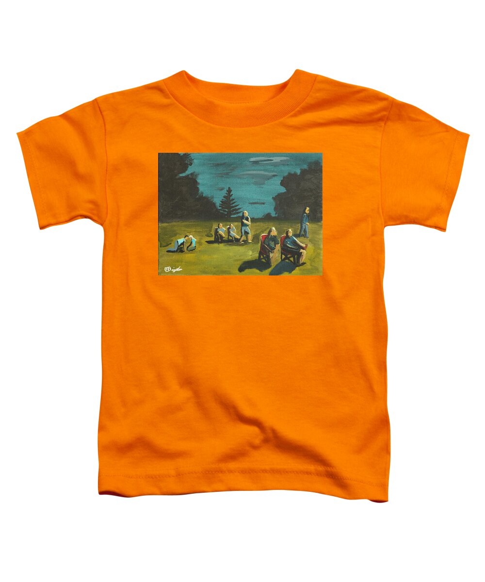Night Toddler T-Shirt featuring the painting Watching fireworks by David Bigelow