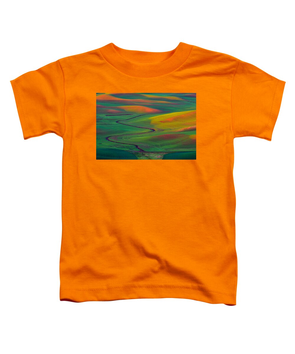 Landscape Toddler T-Shirt featuring the photograph Wheat rolling field - Palouse by Hisao Mogi