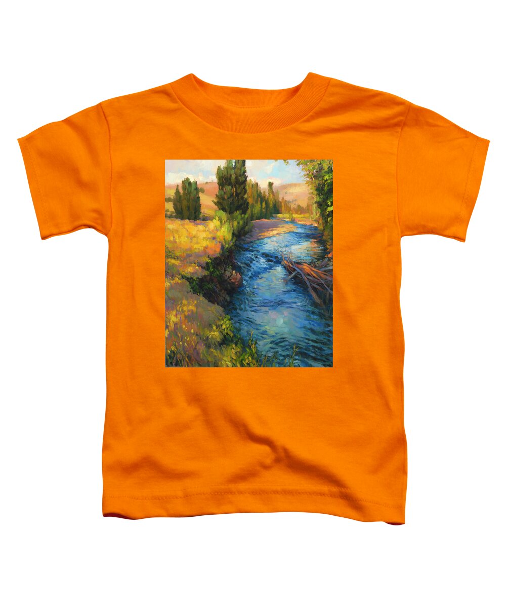 River Toddler T-Shirt featuring the painting Where the River Bends by Steve Henderson