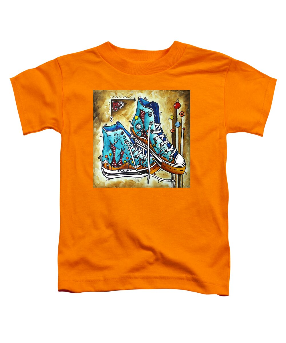Original Toddler T-Shirt featuring the painting Whimsical Shoes by MADART by Megan Aroon