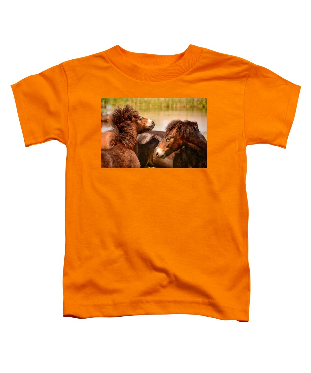 Nature Toddler T-Shirt featuring the photograph Wild Horses 5 by Ingrid Dendievel