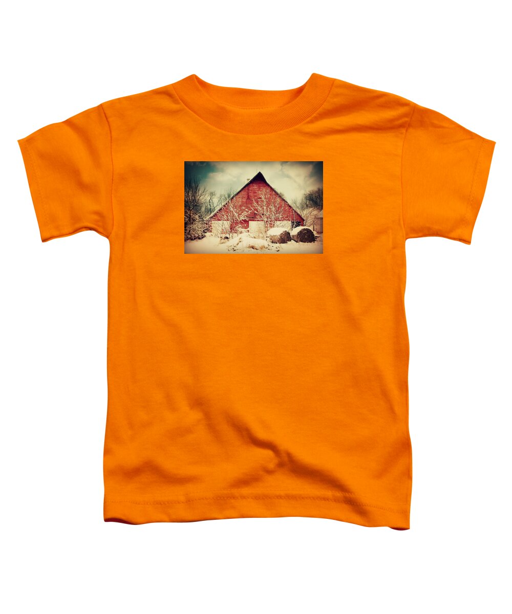 Barn Toddler T-Shirt featuring the photograph Winter day on the farm by Julie Hamilton