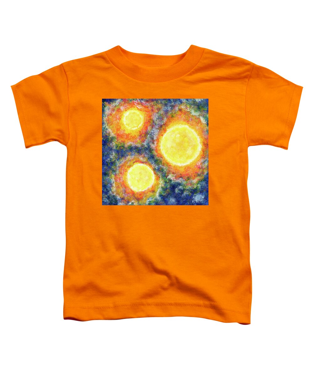 Sky Toddler T-Shirt featuring the painting 3 Suns by Meghan Elizabeth