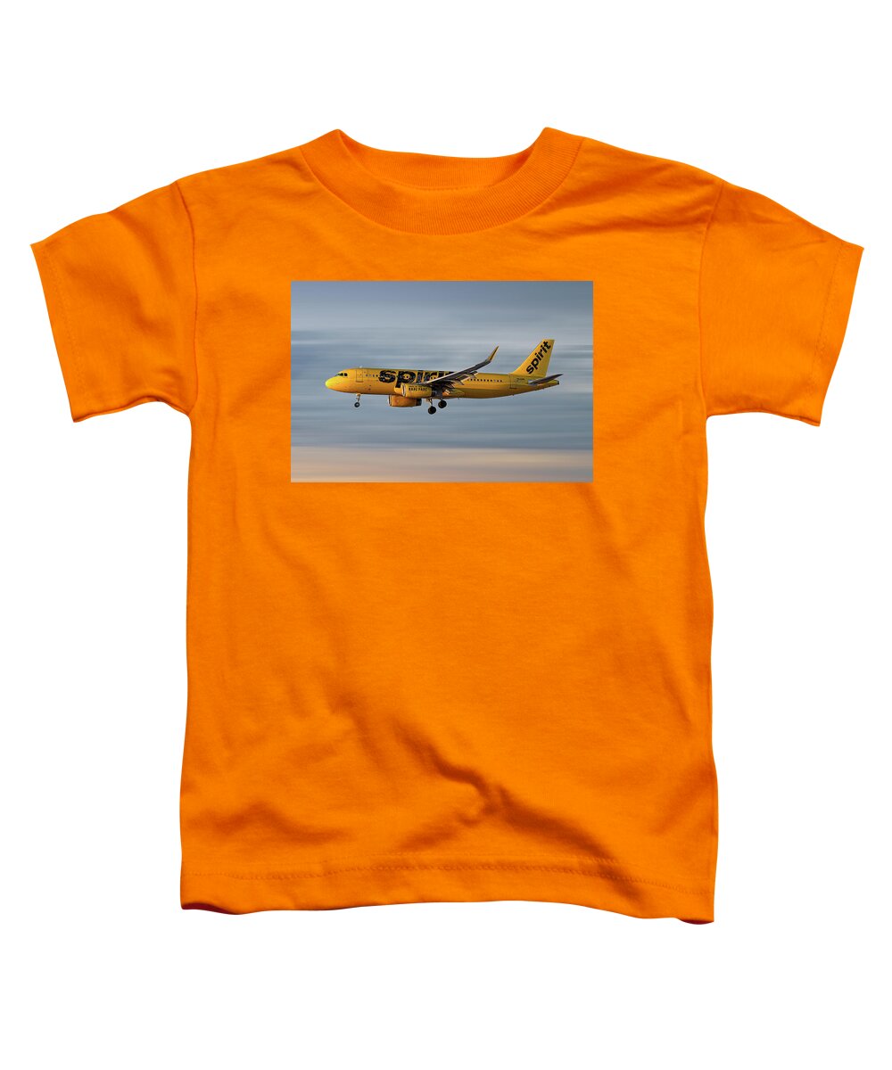 Spirit Airlines Toddler T-Shirt featuring the mixed media Spirit Airlines Airbus A320-232 #4 by Smart Aviation