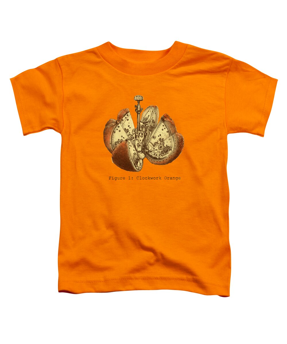 Orange Toddler T-Shirt featuring the drawing Steampunk Orange by Eric Fan