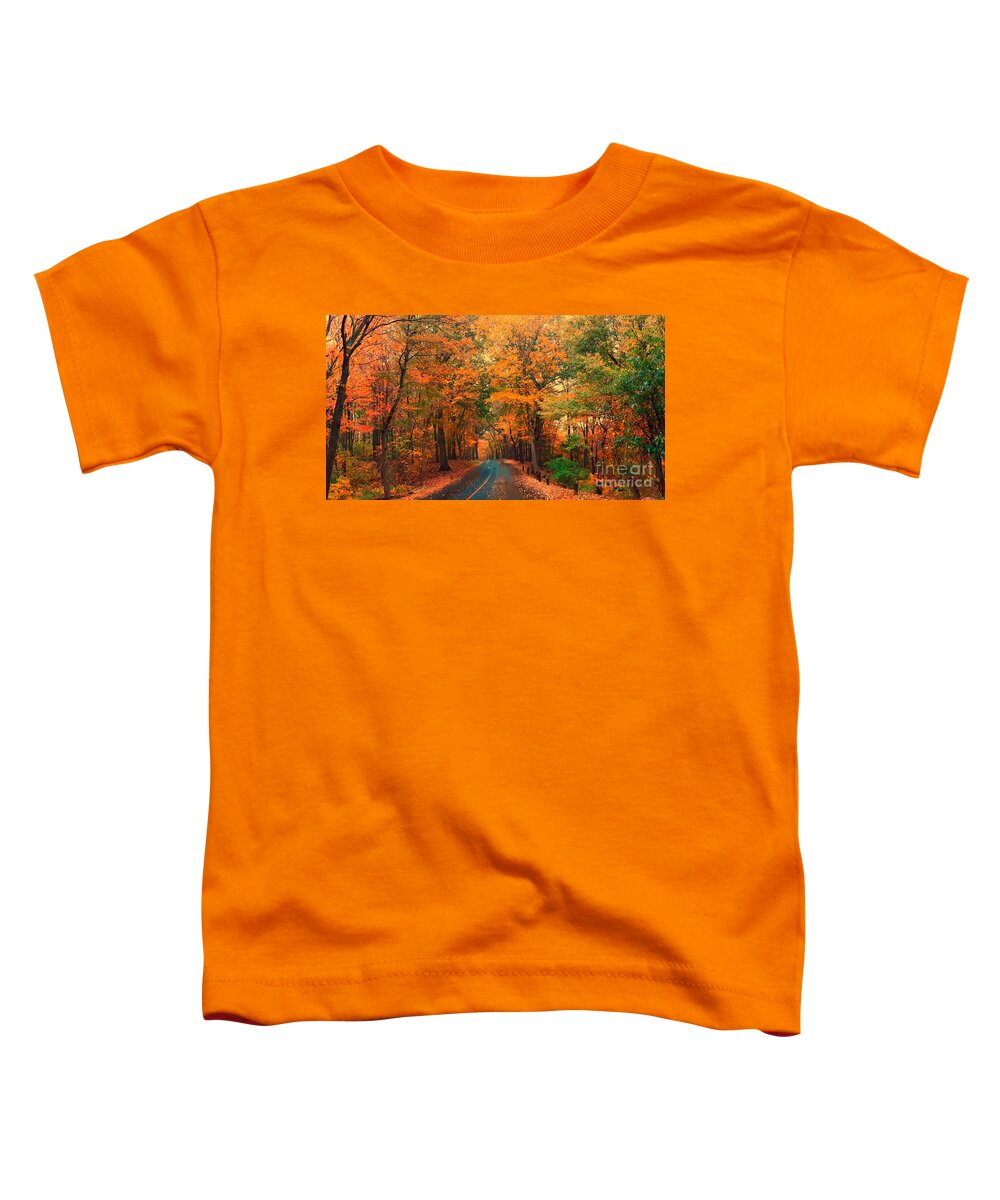 Foliage Toddler T-Shirt featuring the photograph Autumn Rain by Dani McEvoy