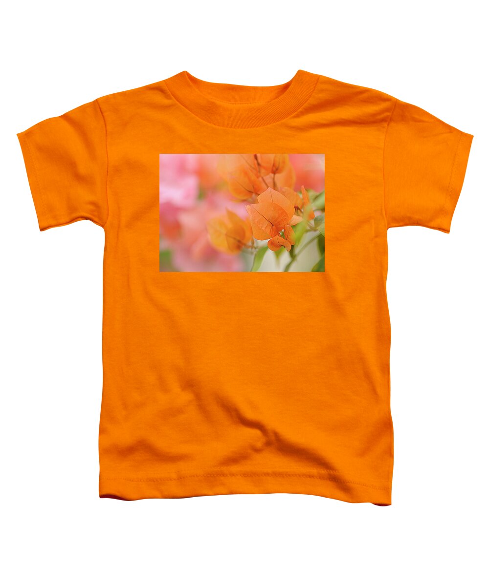 New York Botanical Gardens Toddler T-Shirt featuring the photograph Delicate Orange and Pink Flowers at New York Botanical Garden by Cordia Murphy