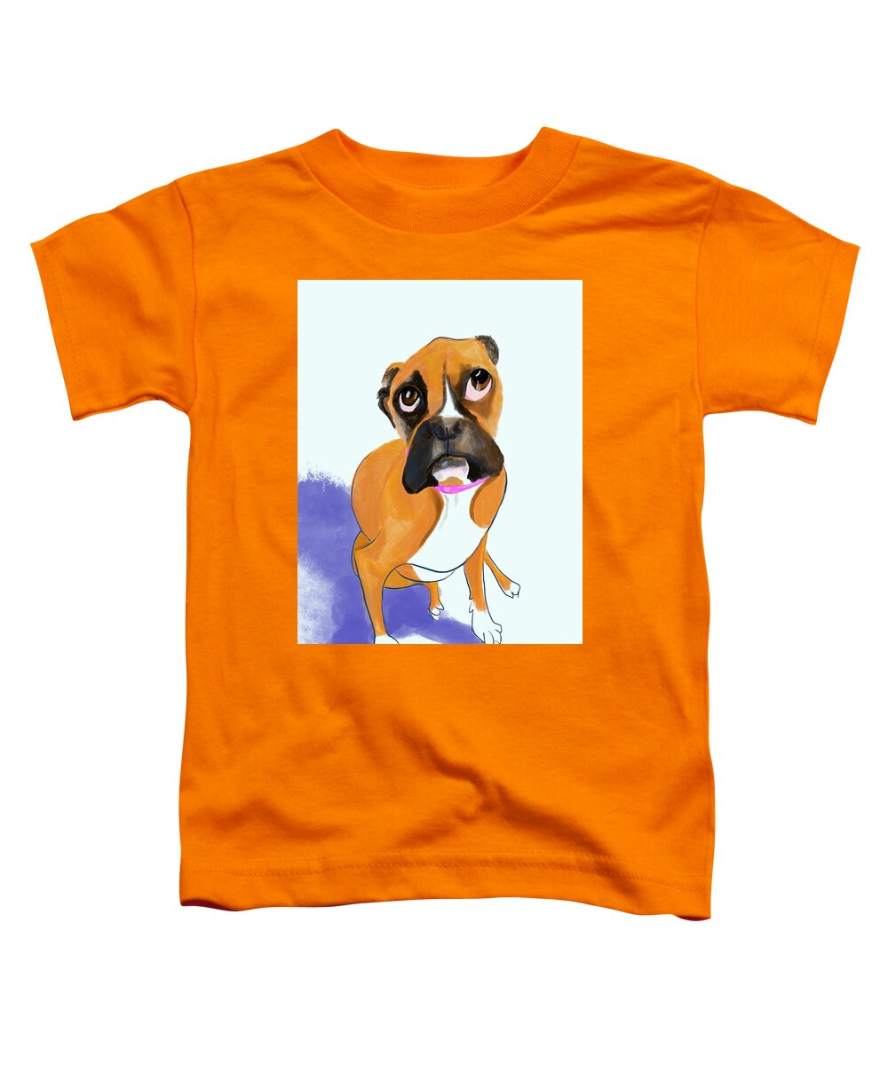 Dog Portraits Toddler T-Shirt featuring the digital art Boxer Bella by Lidija Ivanek - SiLa