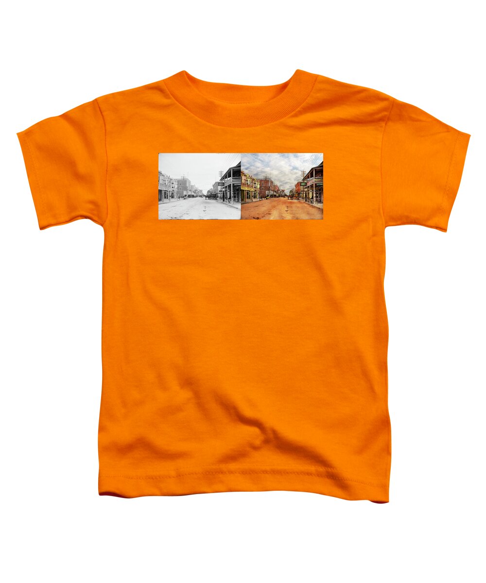 Miami Toddler T-Shirt featuring the photograph City - Miami FL - Downtown Miami 1908 - Side by Side by Mike Savad