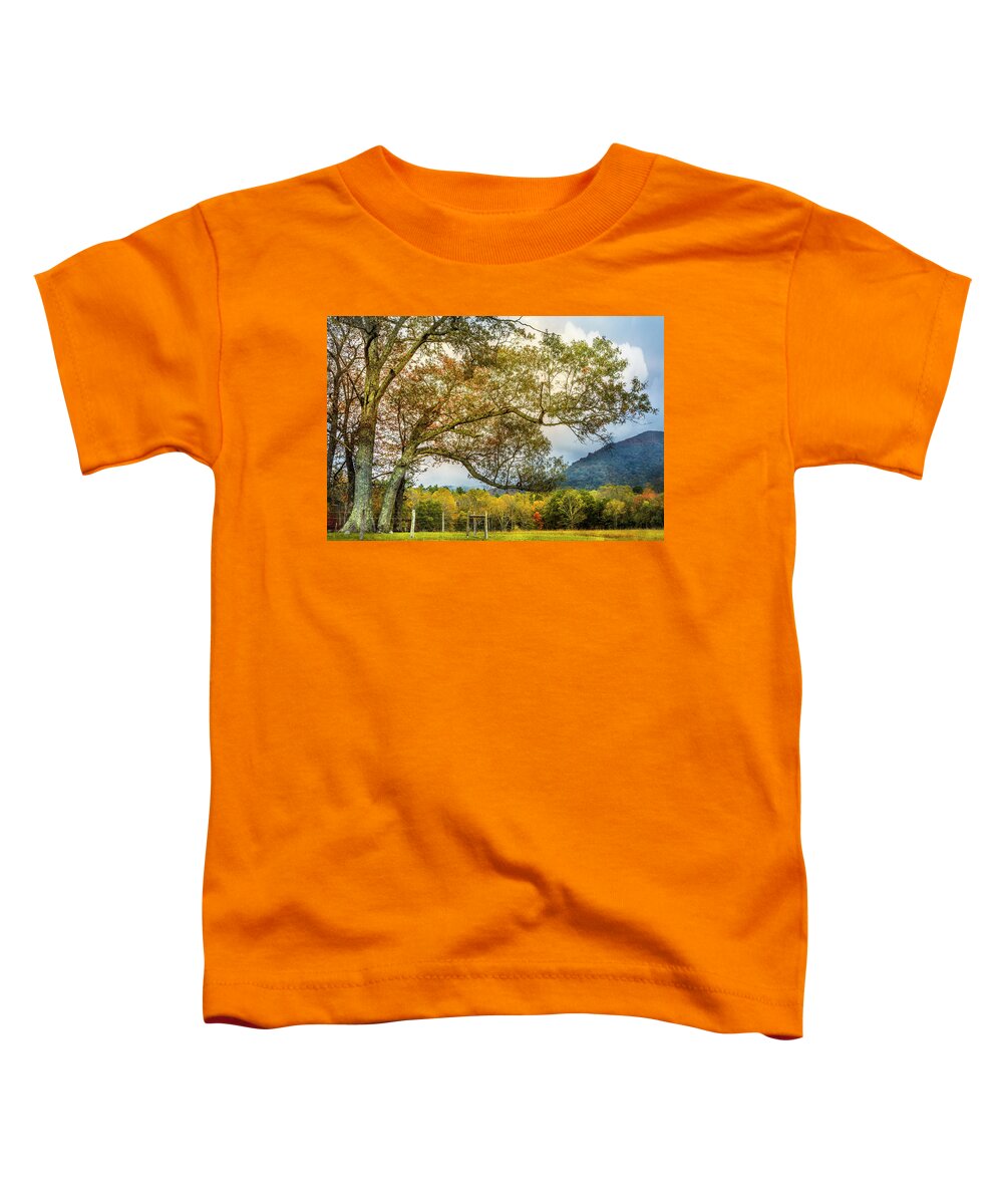 Appalachia Toddler T-Shirt featuring the photograph Country Mountain Lane at Cades Cove by Debra and Dave Vanderlaan
