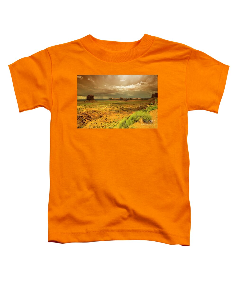 Distant Rain Toddler T-Shirt featuring the photograph Distant Rain, Monument Valley by Felix Lai