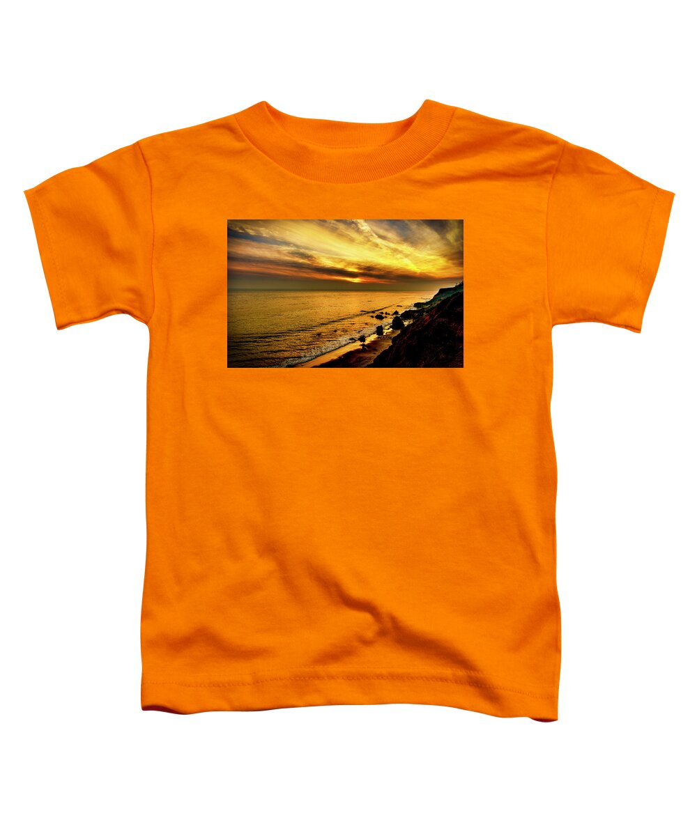 El Matador Beach Toddler T-Shirt featuring the photograph El Matador Beach Sunset by Gene Parks