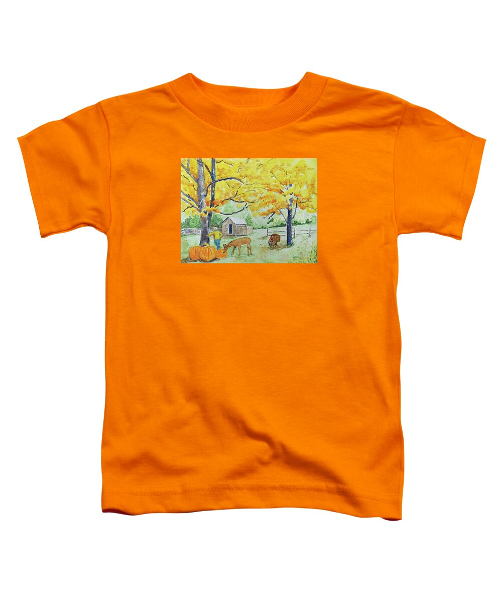 Fall Toddler T-Shirt featuring the painting Fall Fun by Christine Lathrop