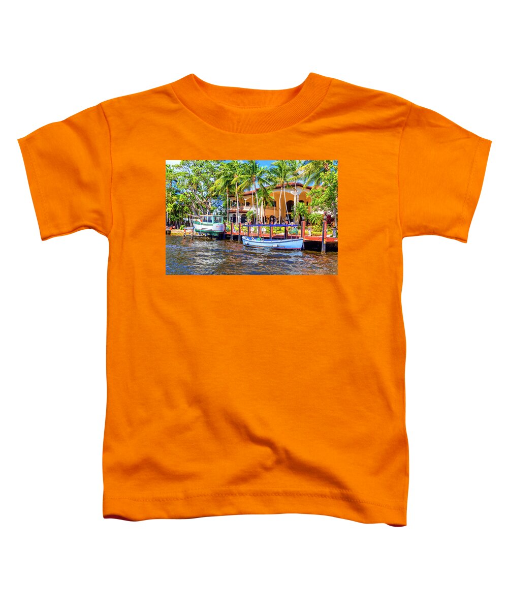 Fort Lauderdale Toddler T-Shirt featuring the photograph Fishing and Pilot Boat at Dock by Darryl Brooks