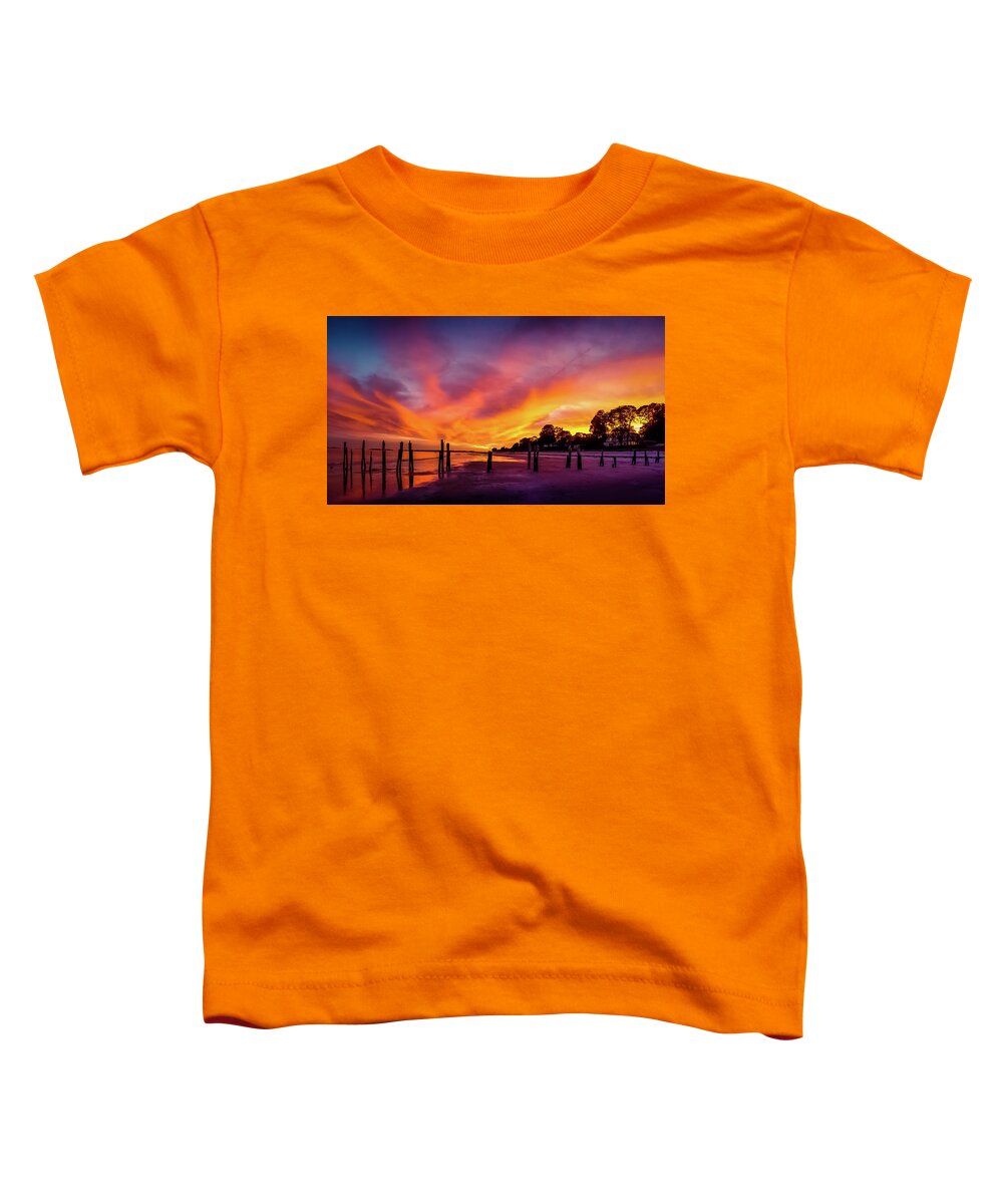 Sunset Toddler T-Shirt featuring the photograph Fire on the sky by Lilia D