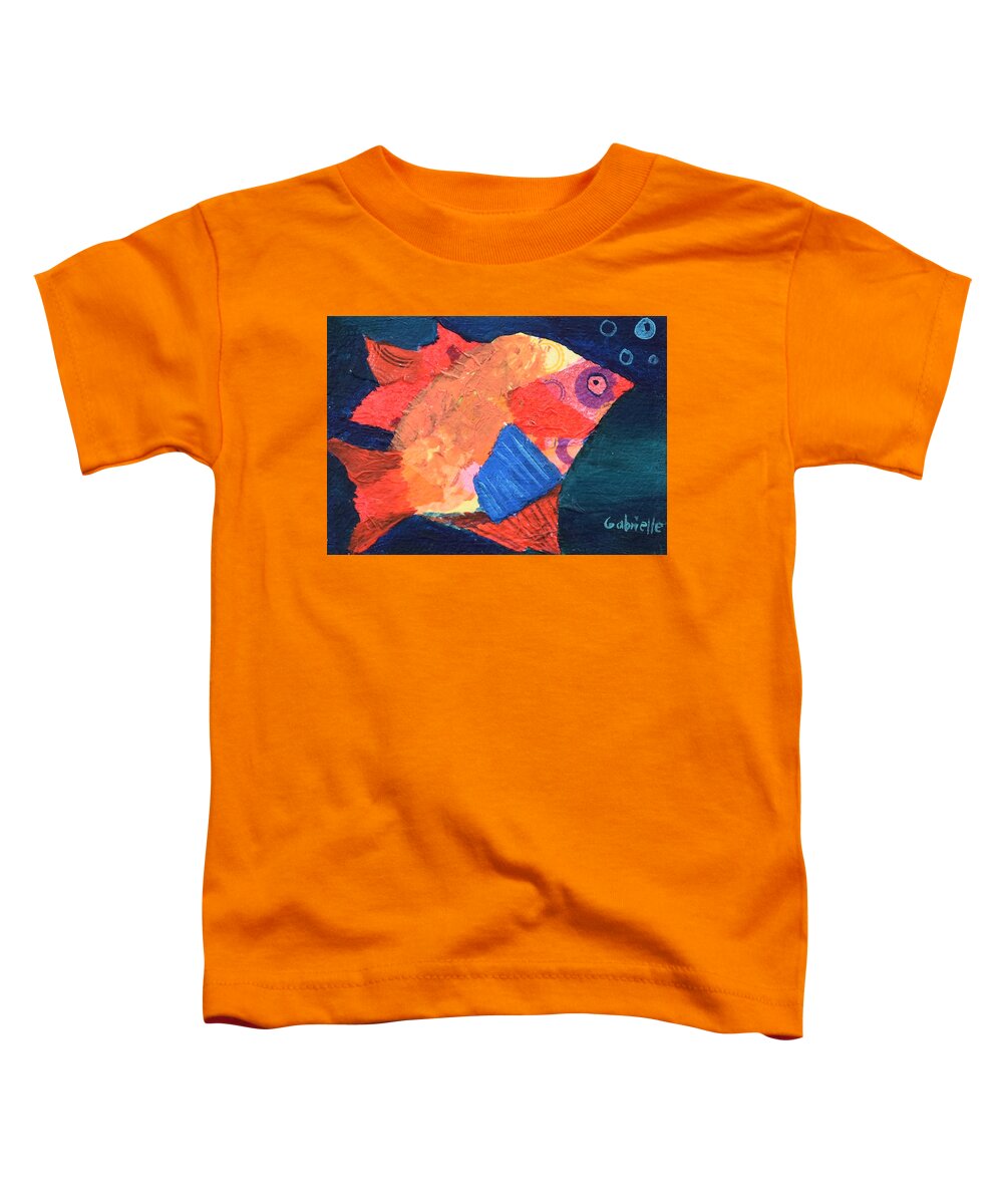Fish Toddler T-Shirt featuring the mixed media Funny Fish by Gabrielle Munoz