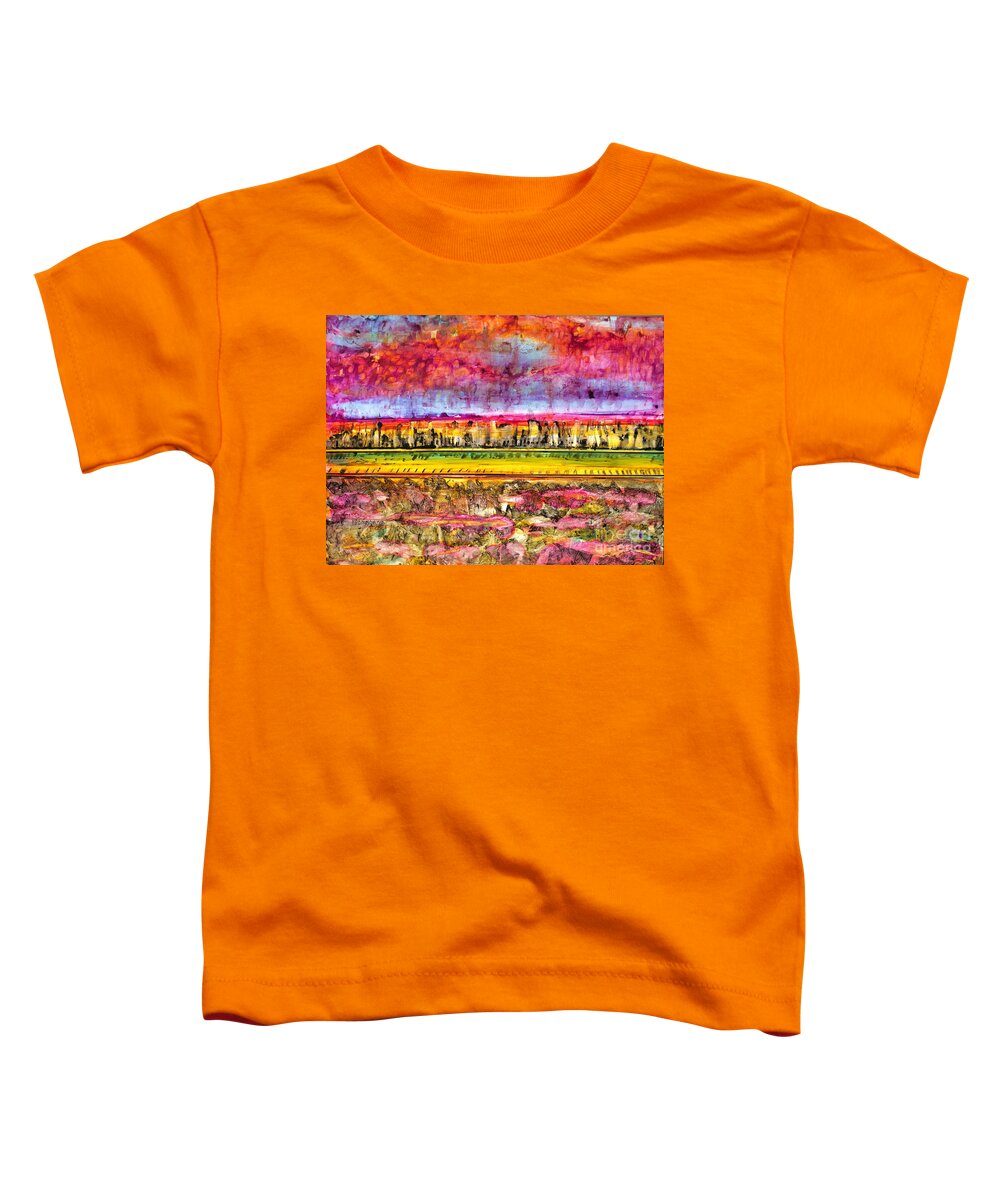 Abstract Toddler T-Shirt featuring the painting Kansas Plains Abstract Painting by Patty Donoghue