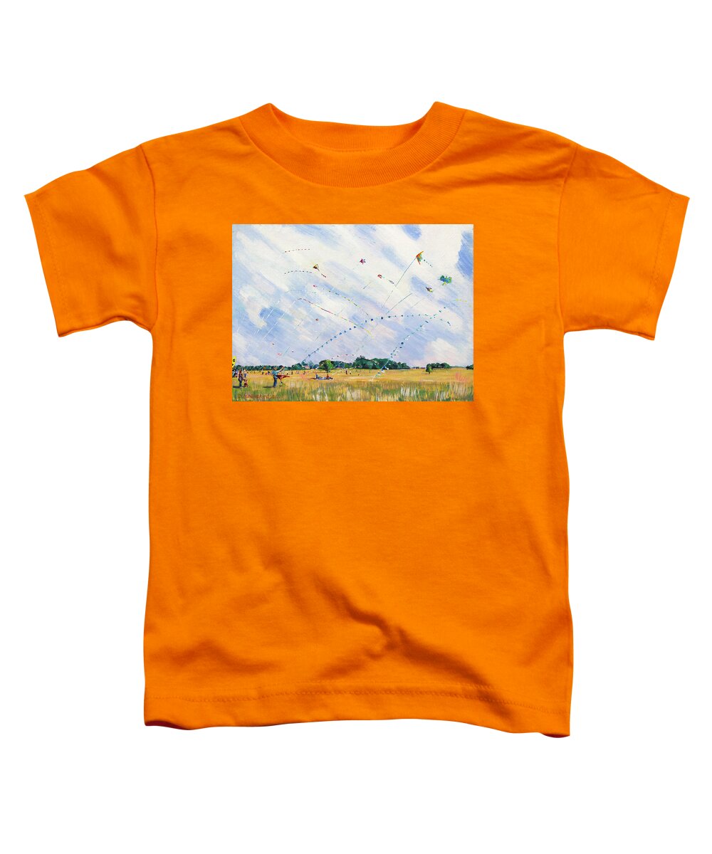 Acrylic Toddler T-Shirt featuring the painting Kite Day by Seeables Visual Arts