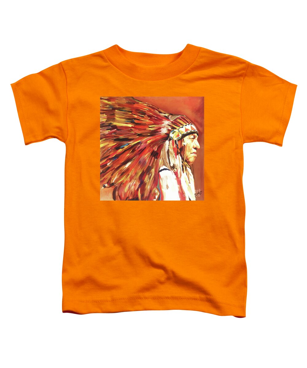 Native American Toddler T-Shirt featuring the painting Native American Warriors 01 by Gull G
