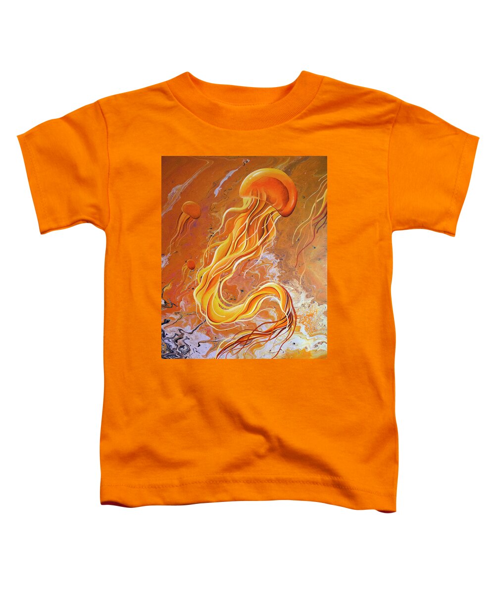 Jellyfish Toddler T-Shirt featuring the painting Orange Jelly by William Love