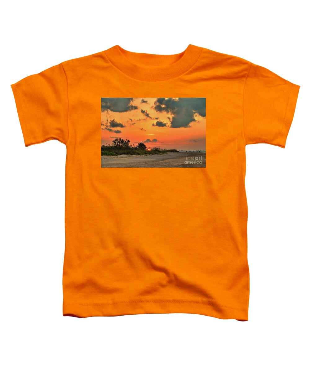 Sunrise Toddler T-Shirt featuring the photograph Orange Sunrise Over Sanibel Island by Jeff Breiman