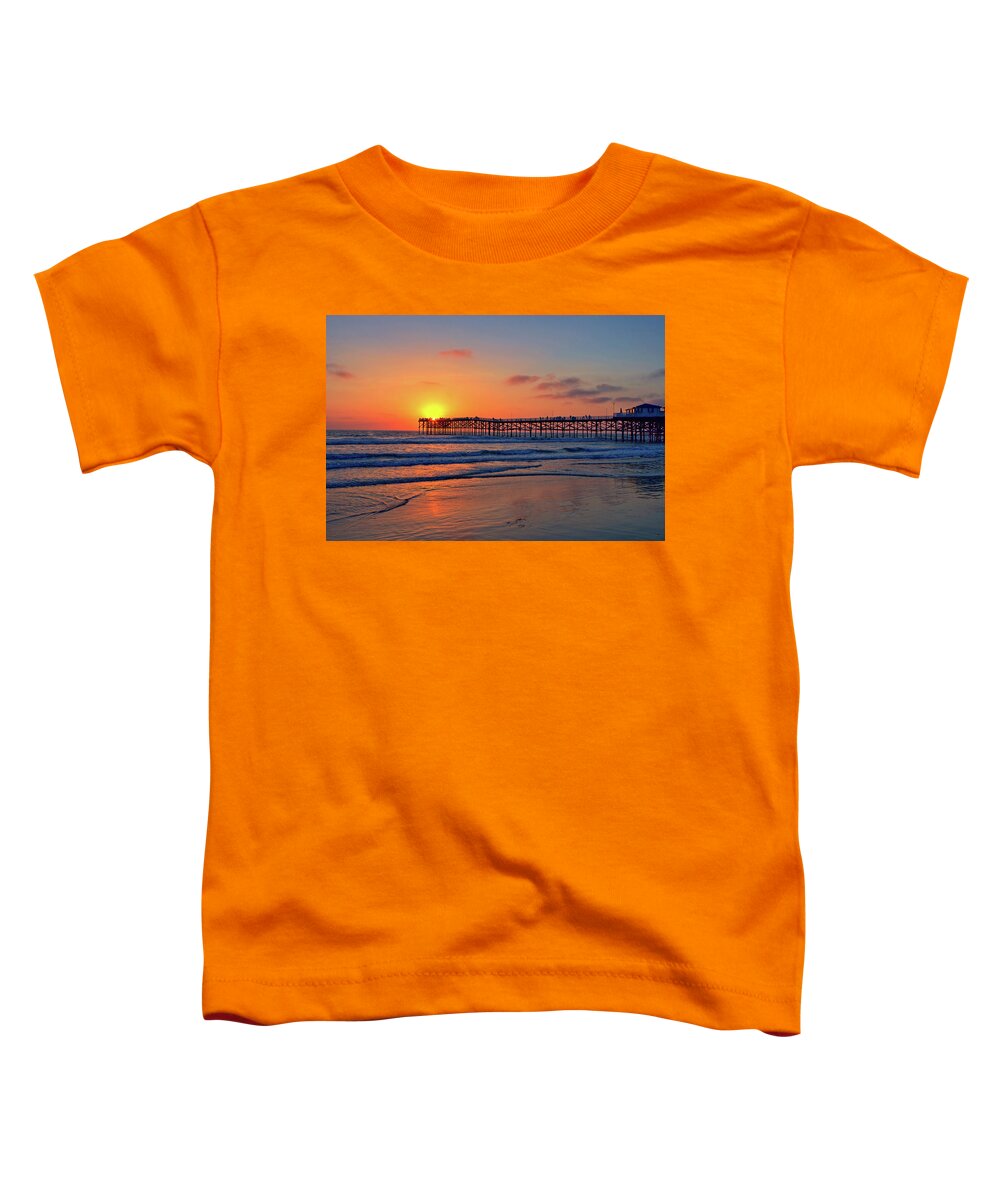 Pier Toddler T-Shirt featuring the photograph Pacific Beach Pier Sunset by Peter Tellone