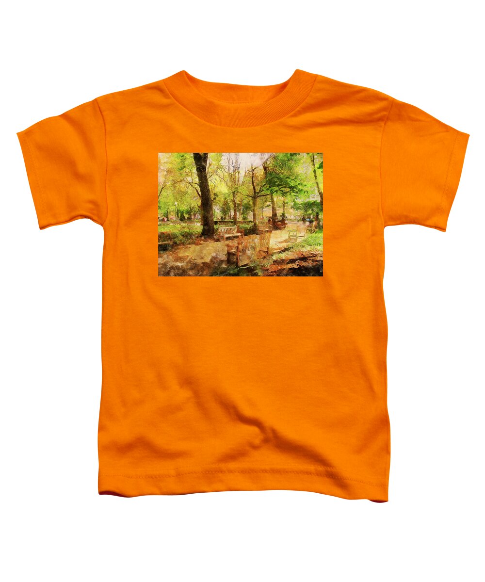 Philadelphia Toddler T-Shirt featuring the painting Philadelphia, Rittenhouse Square - 05 by AM FineArtPrints