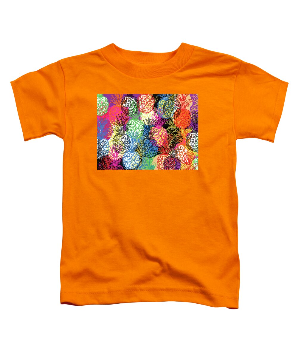 Pineapple Toddler T-Shirt featuring the mixed media Pineapple Party- Art by Linda Woods by Linda Woods